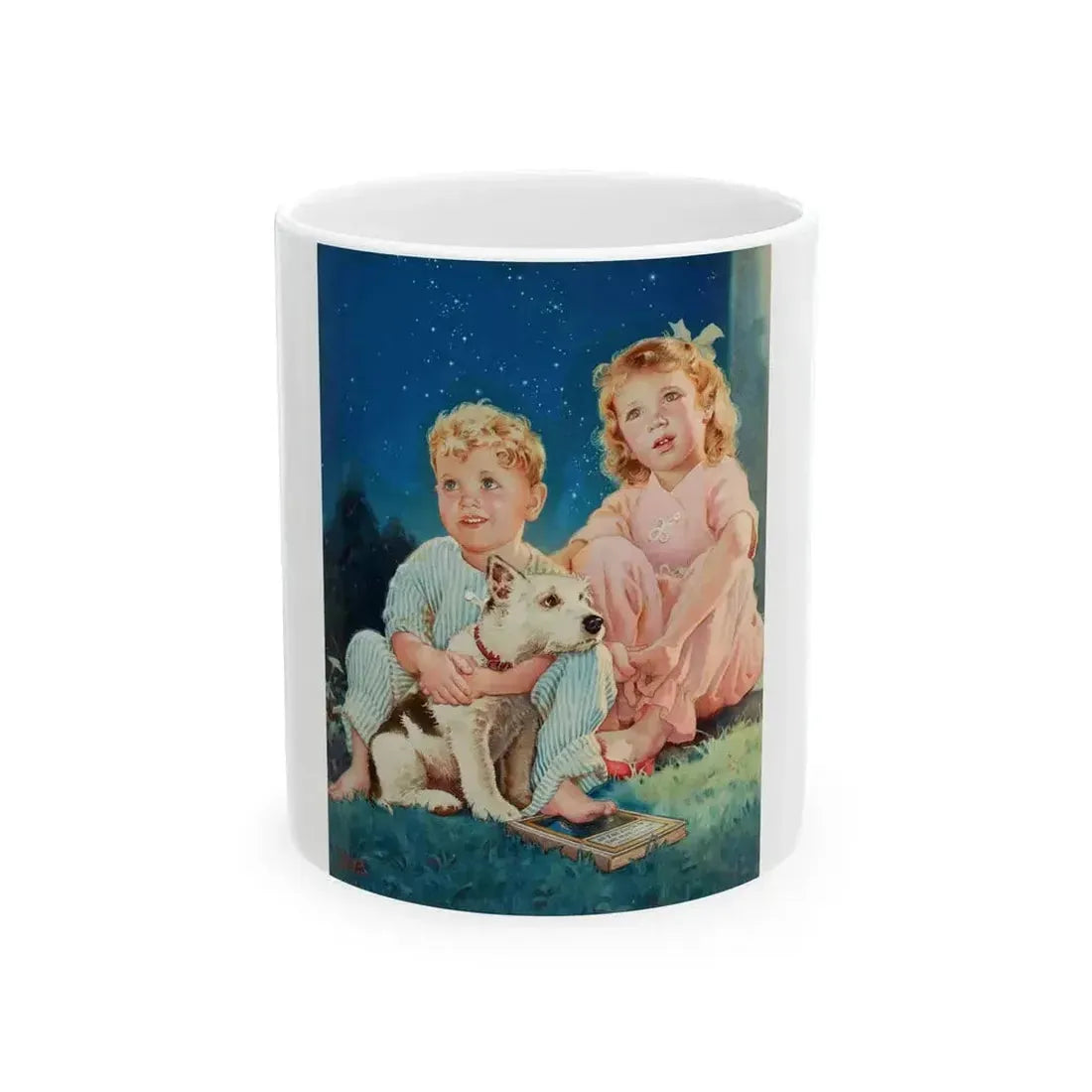 A Starry Night, advertising illustration for Hoover Company, 1937 - White Coffee Mug 11oz - Go Mug Yourself