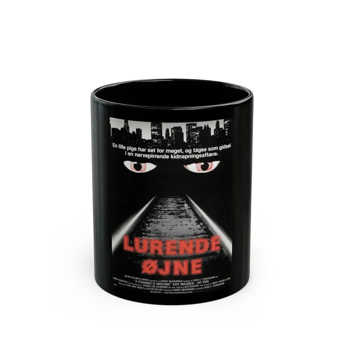 A STRANGER IS WATCHING (DANISH) 1982 Movie Poster - Black Coffee Mug 11oz - Go Mug Yourself