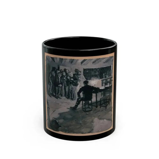 A Surprise Visit, probable magazine story illustration - Black Coffee Mug 11oz - Go Mug Yourself