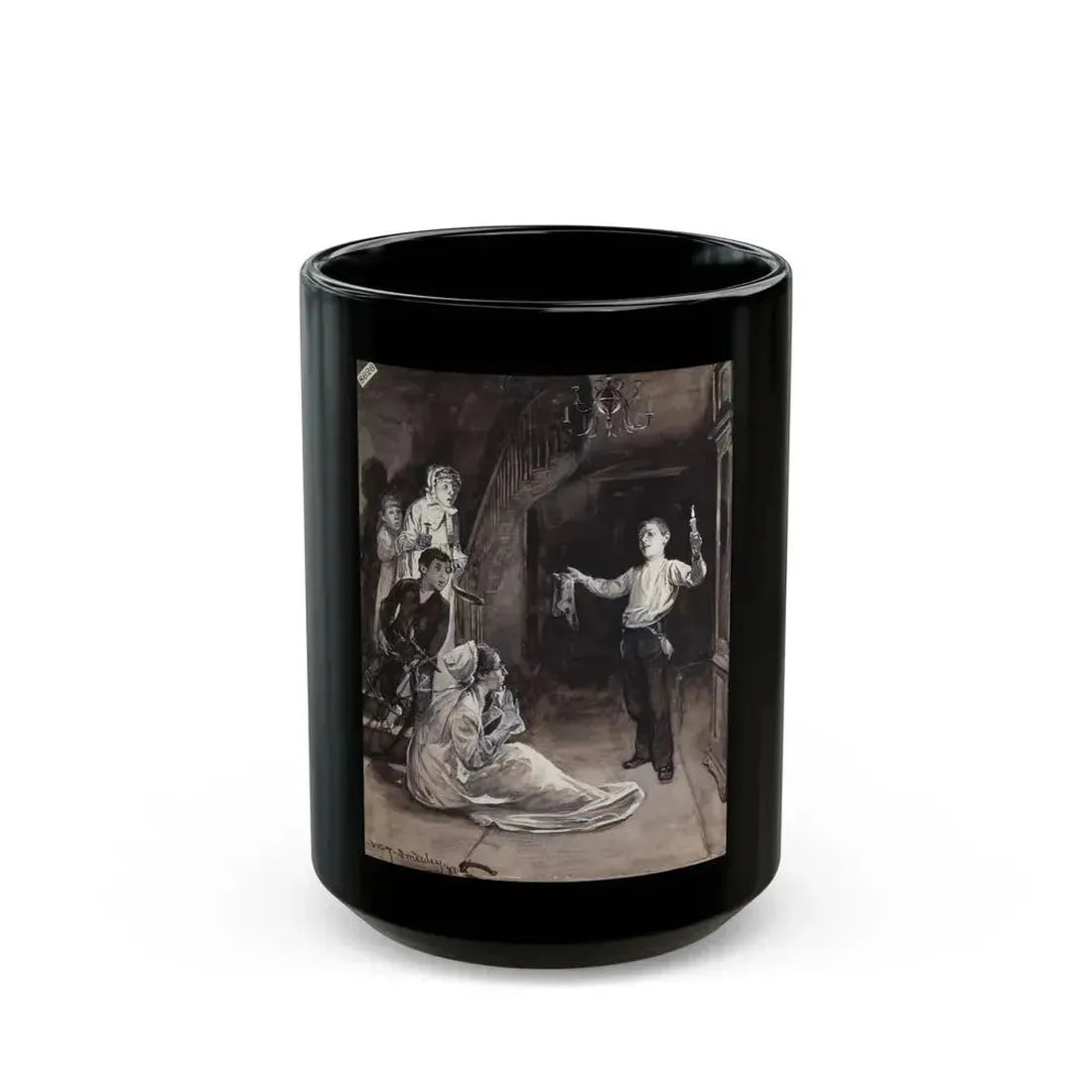 A Tale Under Candlelight, The Century Illustrated Monthly, 1882 - Black Coffee Mug 15oz - Go Mug Yourself