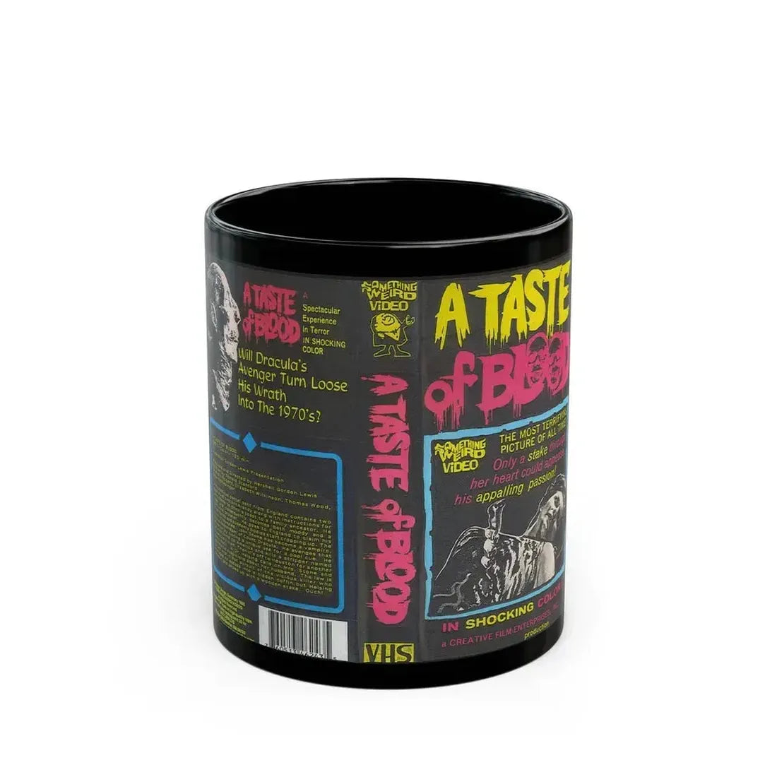 A TASTE OF BLOOD SOMETHING WEIRD VIDEO SWV (VHS COVER) - Black Coffee Mug 11oz - Go Mug Yourself