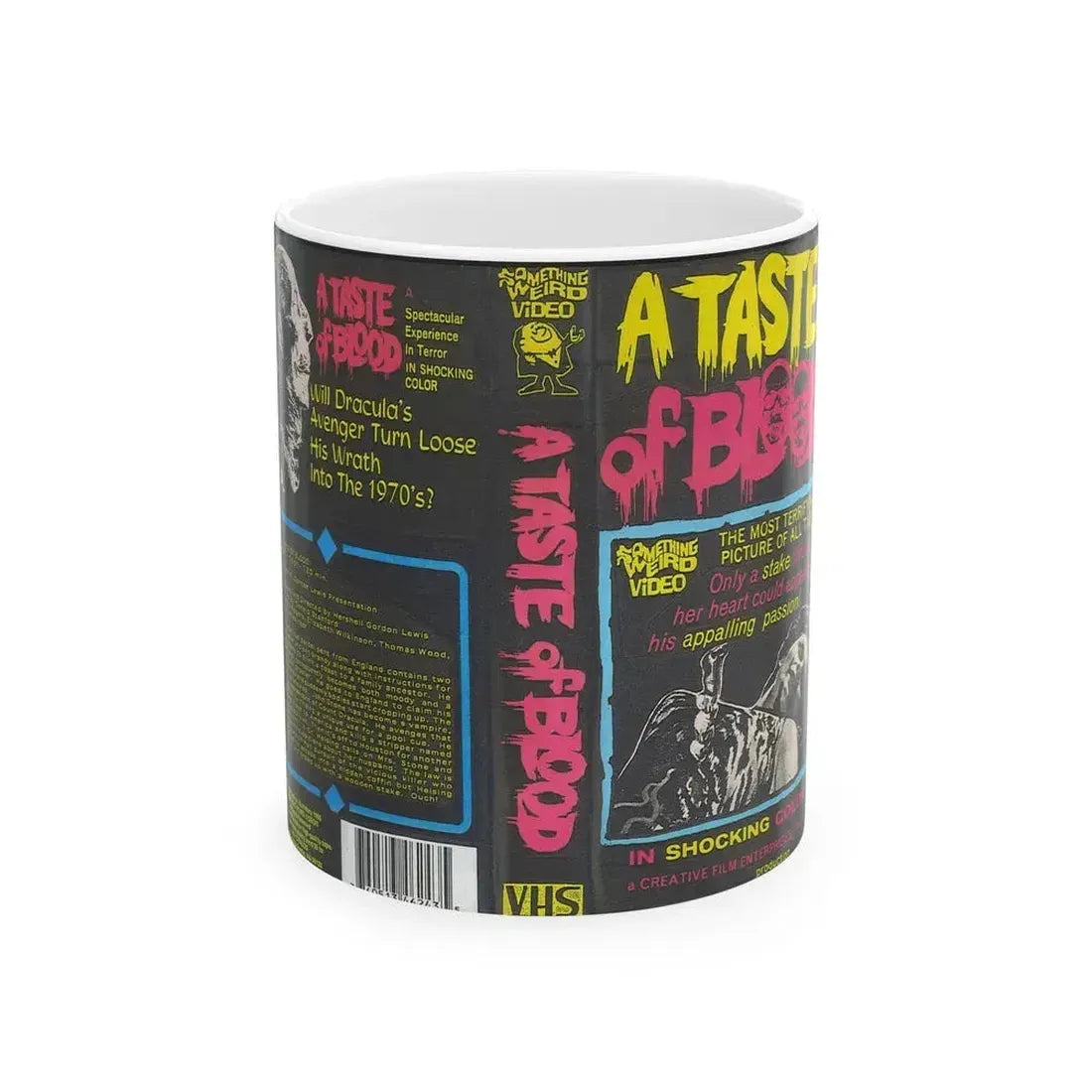 A TASTE OF BLOOD SOMETHING WEIRD VIDEO SWV (VHS COVER) - White Coffee Mug 11oz - Go Mug Yourself