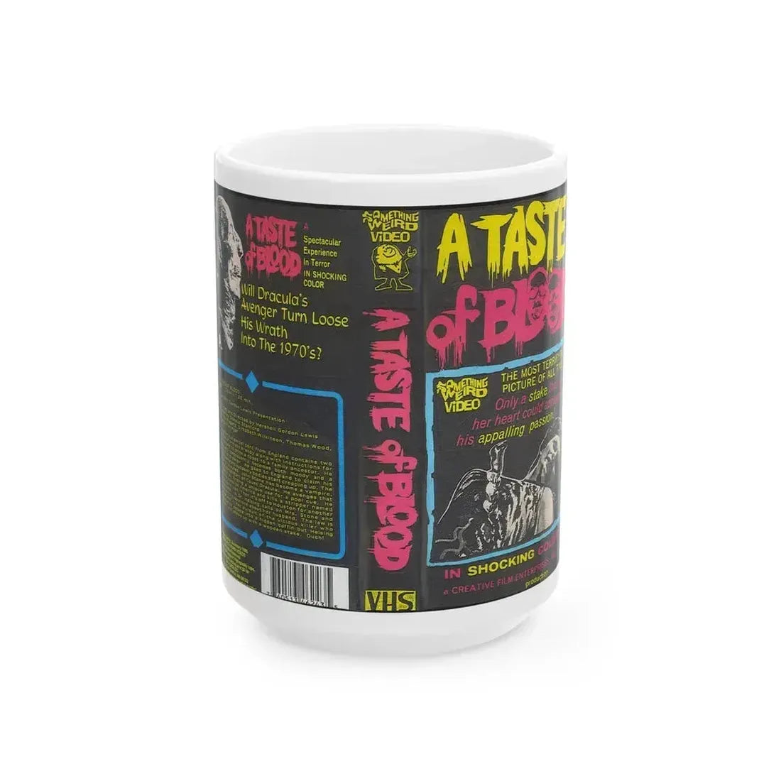 A TASTE OF BLOOD SOMETHING WEIRD VIDEO SWV (VHS COVER) - White Coffee Mug 15oz - Go Mug Yourself