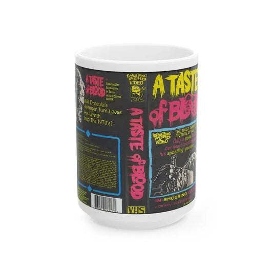 A TASTE OF BLOOD SOMETHING WEIRD VIDEO SWV (VHS COVER) - White Coffee Mug 15oz - Go Mug Yourself