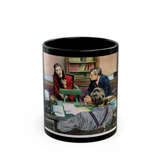 A Tense Appointment with a Lawyer, The Saturday Evening Post - Black Coffee Mug-11oz-Go Mug Yourself