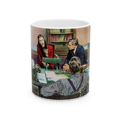 A Tense Appointment with a Lawyer, The Saturday Evening Post - White Coffee Mug-11oz-Go Mug Yourself