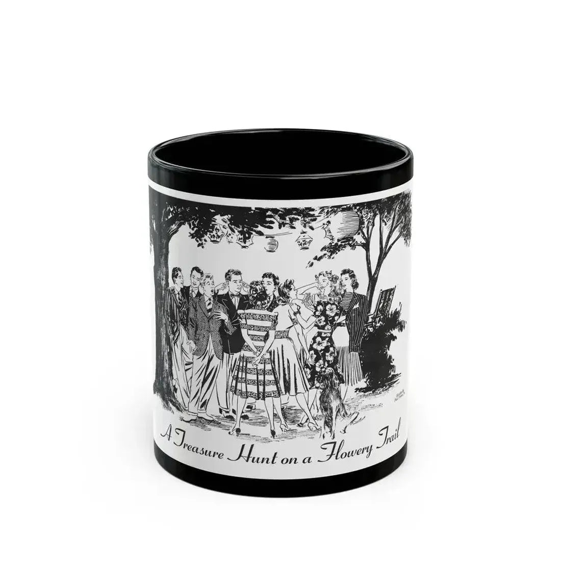 A Treasure Hunt on a Flowery Trail, 1940 - Black Coffee Mug 11oz - Go Mug Yourself