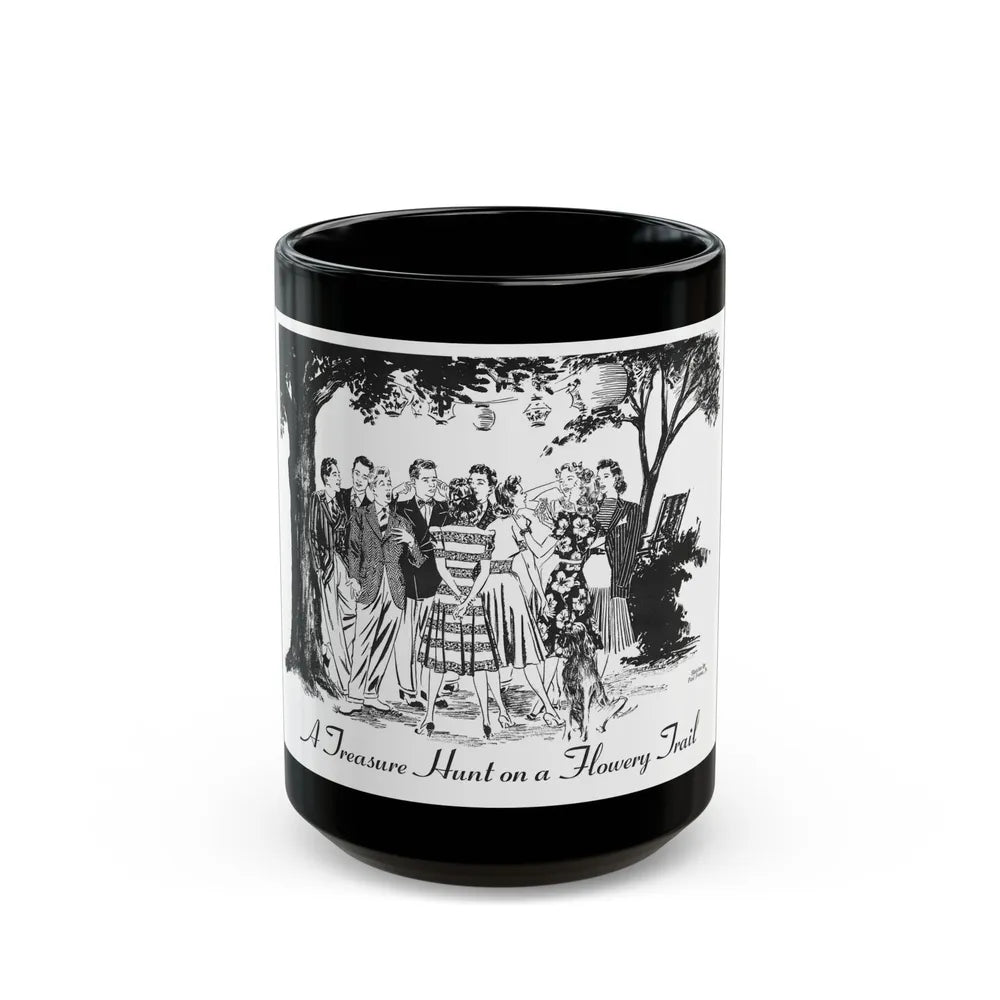 A Treasure Hunt on a Flowery Trail, 1940 - Black Coffee Mug-15oz-Go Mug Yourself