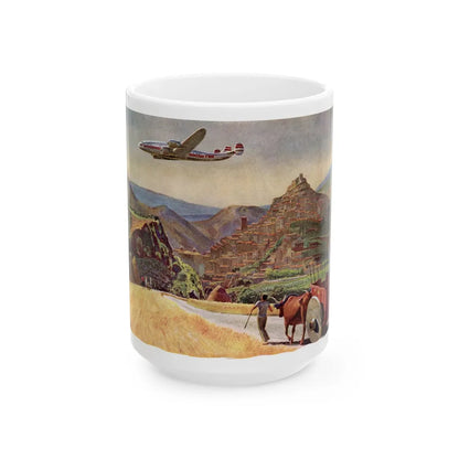 A TWA Starliner On The Road To Rome, The Saturday Evening Post advertisement, October 4, 1947 - White Coffee Mug-15oz-Go Mug Yourself