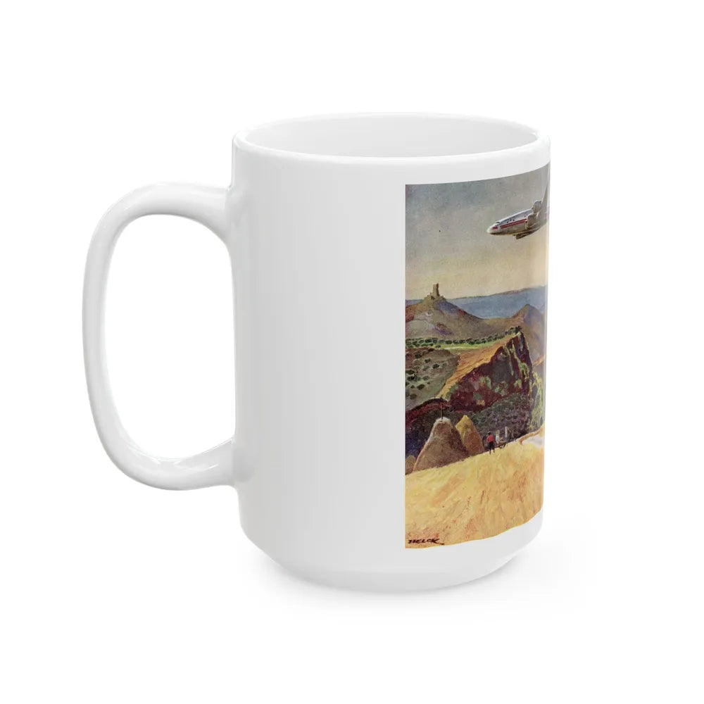 A TWA Starliner On The Road To Rome, The Saturday Evening Post advertisement, October 4, 1947 - White Coffee Mug-Go Mug Yourself