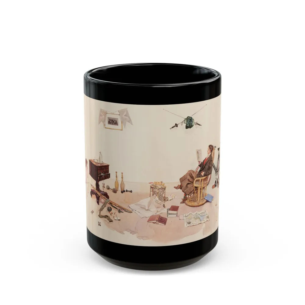 A Valentine Delivery, story illustration - Black Coffee Mug-15oz-Go Mug Yourself