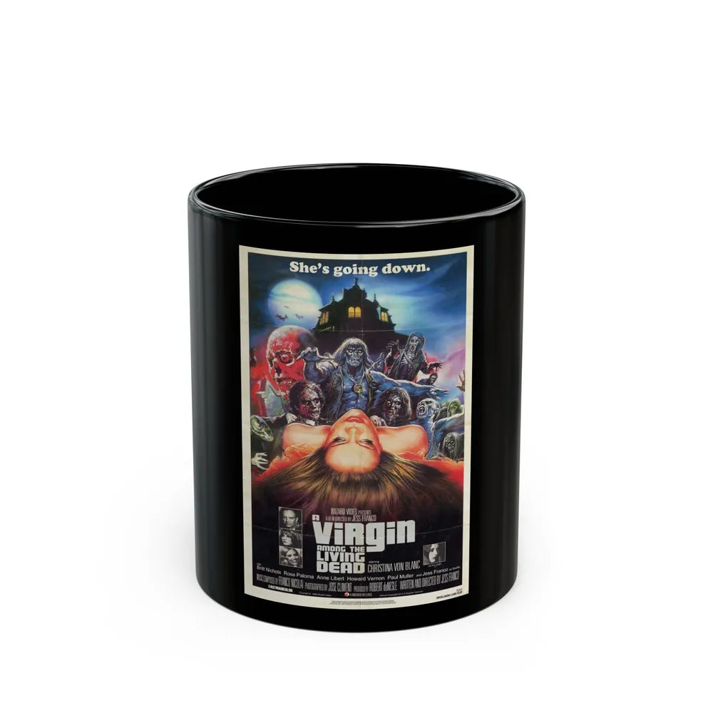 A VIRGIN AMONG THE LIVING DEAD (RETRO) 1973 Movie Poster - Black Coffee Mug-11oz-Go Mug Yourself