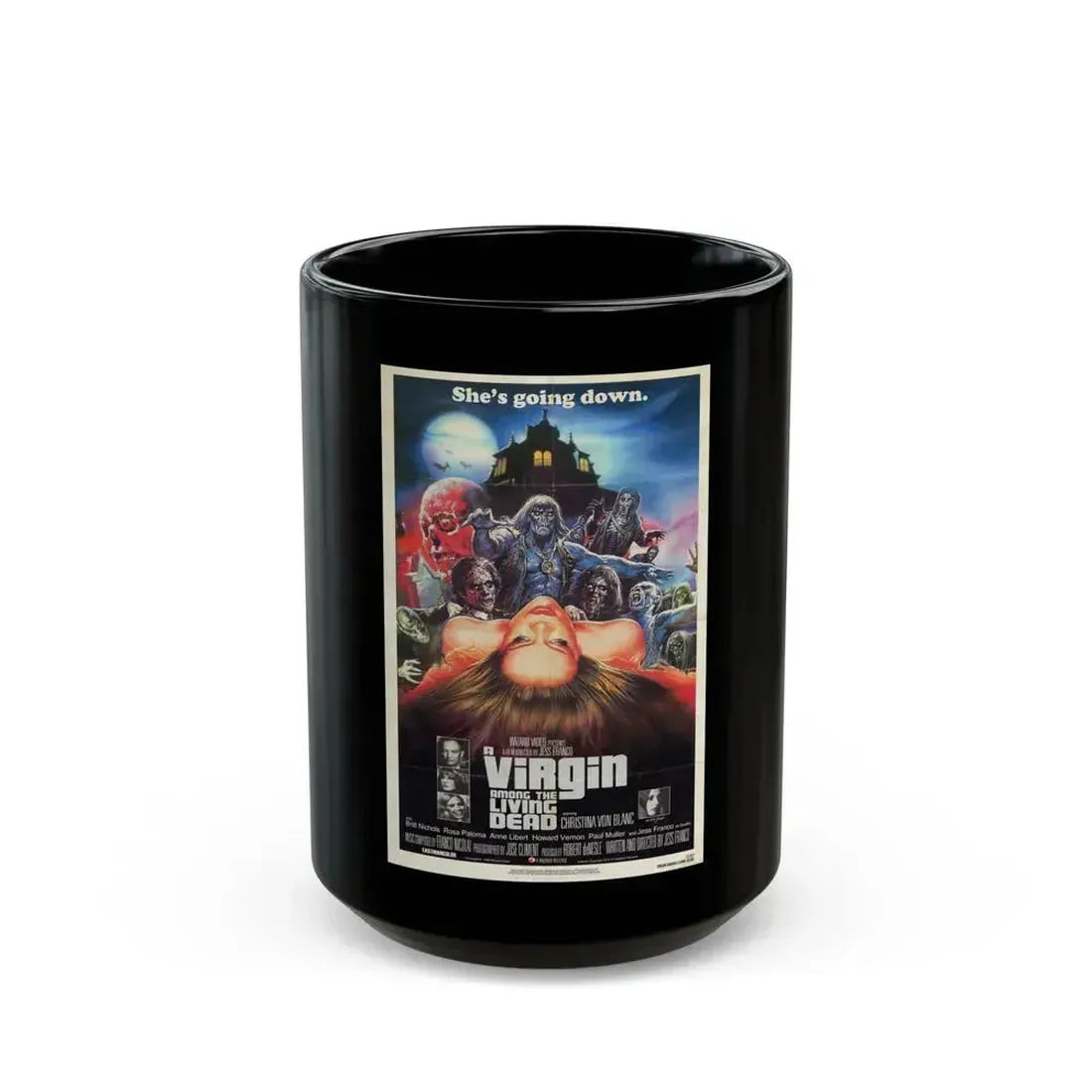 A VIRGIN AMONG THE LIVING DEAD (RETRO) 1973 Movie Poster - Black Coffee Mug 15oz - Go Mug Yourself