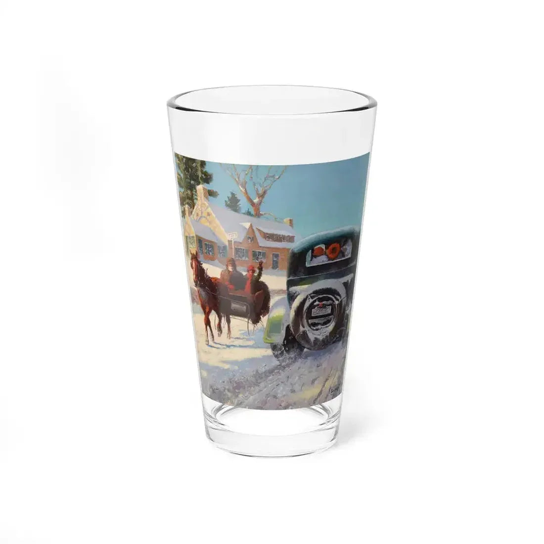 A Winter's Ride (Magazine Illustration) Pint Glass 16oz 16oz - Go Mug Yourself
