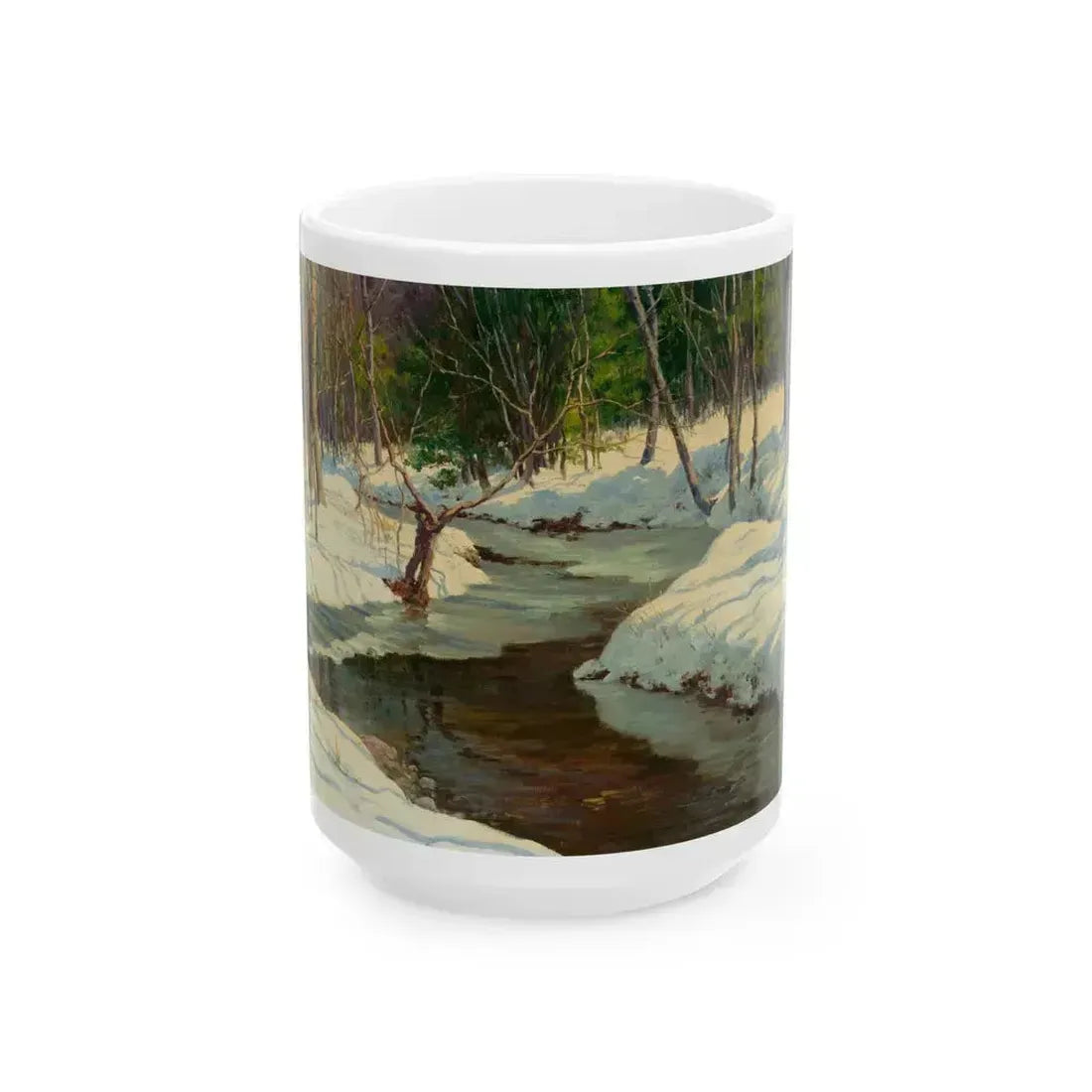 A Winter Stream - White Coffee Mug 15oz - Go Mug Yourself