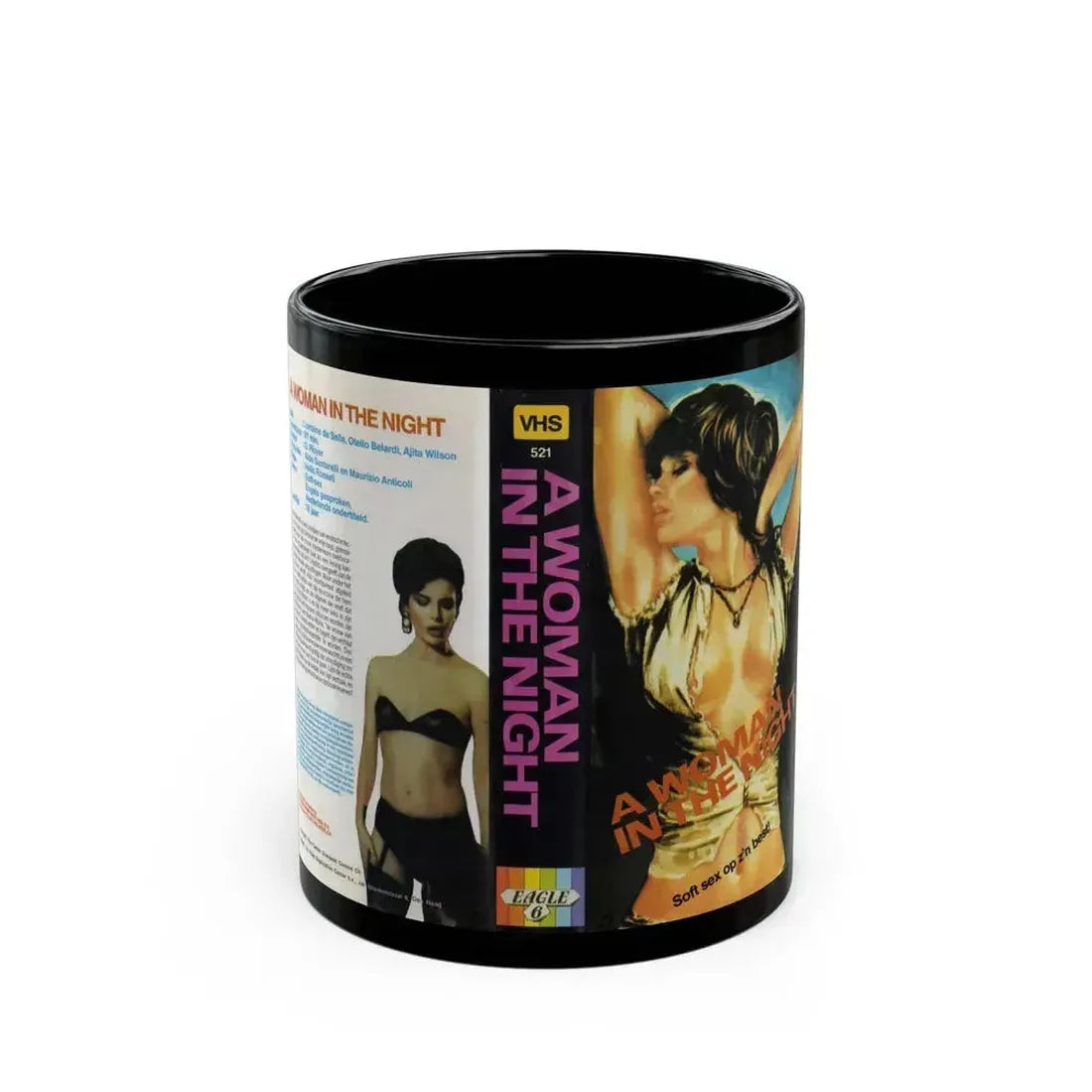 A WOMAN IN THE NIGHT (VHS COVER) - Black Coffee Mug 11oz - Go Mug Yourself