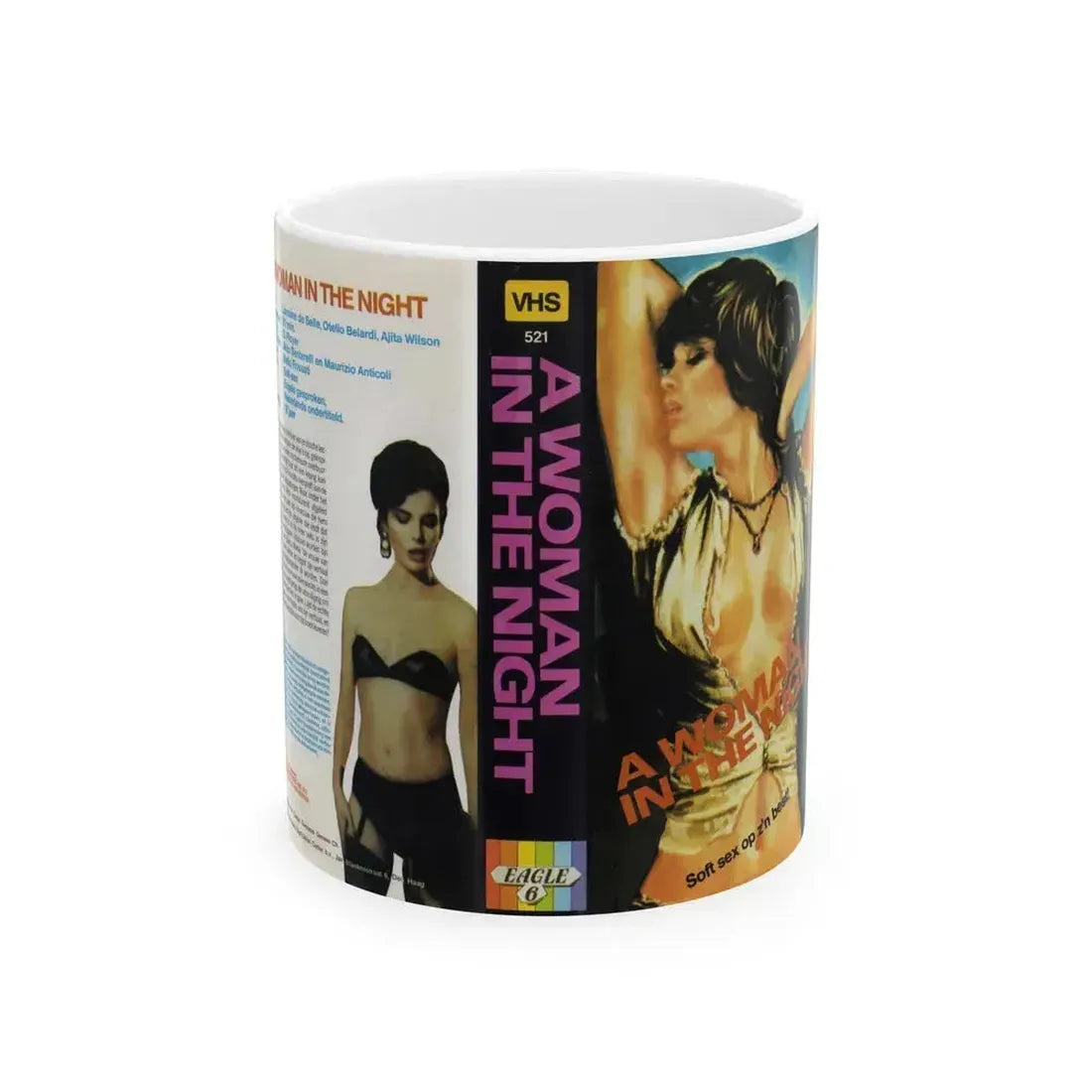 A WOMAN IN THE NIGHT (VHS COVER) - White Coffee Mug 11oz - Go Mug Yourself