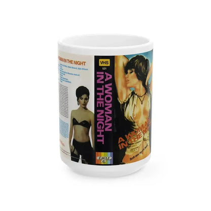A WOMAN IN THE NIGHT (VHS COVER) - White Coffee Mug 15oz - Go Mug Yourself