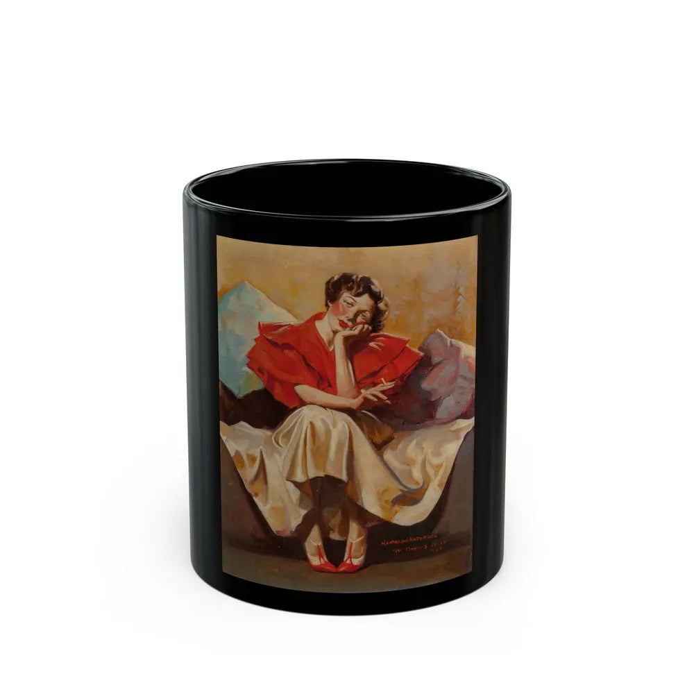 A Woman Resting, 1935 - Black Coffee Mug-11oz-Go Mug Yourself