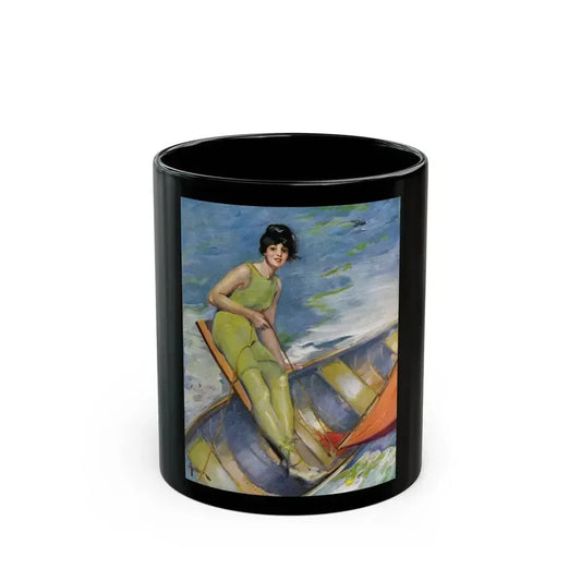A Woman Sailing, illustration, 1914 - Black Coffee Mug 11oz - Go Mug Yourself