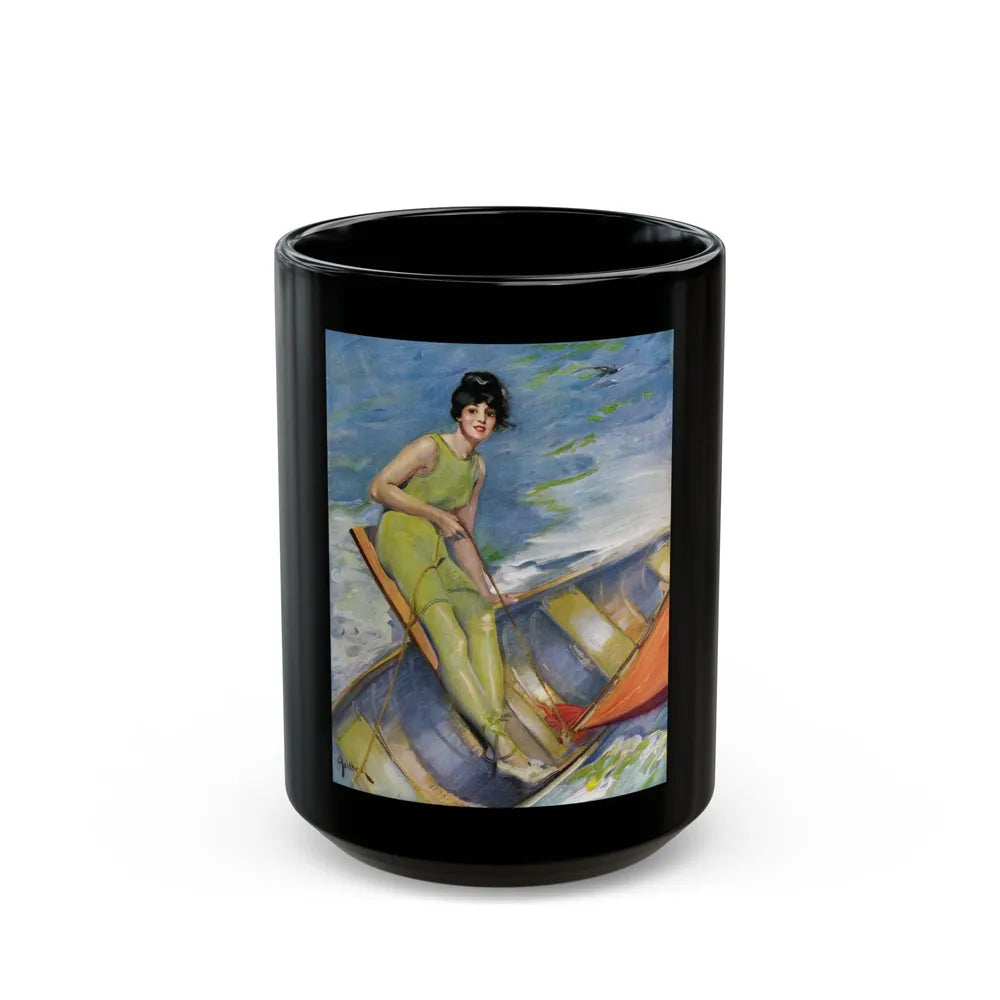 A Woman Sailing, illustration, 1914 - Black Coffee Mug-15oz-Go Mug Yourself