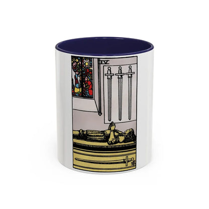 The 4 of Swords (Tarot Card) Accent Coffee Mug-11oz-Navy-Go Mug Yourself