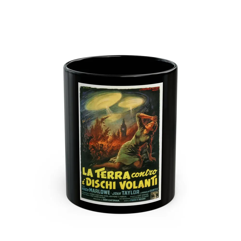 EARTH VS THE FLYING SAUCERS (ITALIAN) 1956 Movie Poster - Black Coffee Mug-11oz-Go Mug Yourself