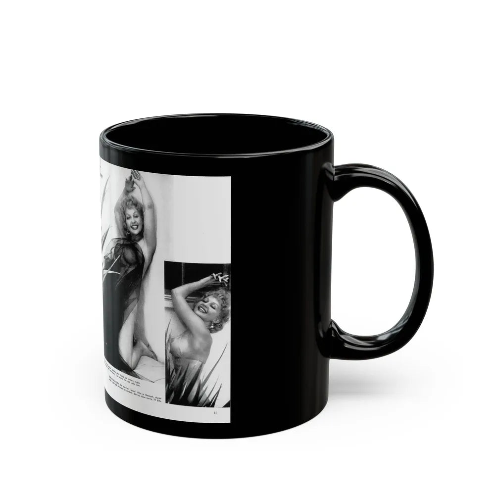 Greta Thyssen #127 - 2 Pages 5 B&W Photos from Modern Man Mag. April '57 (Vintage Female Icon) Black Coffee Mug-Go Mug Yourself