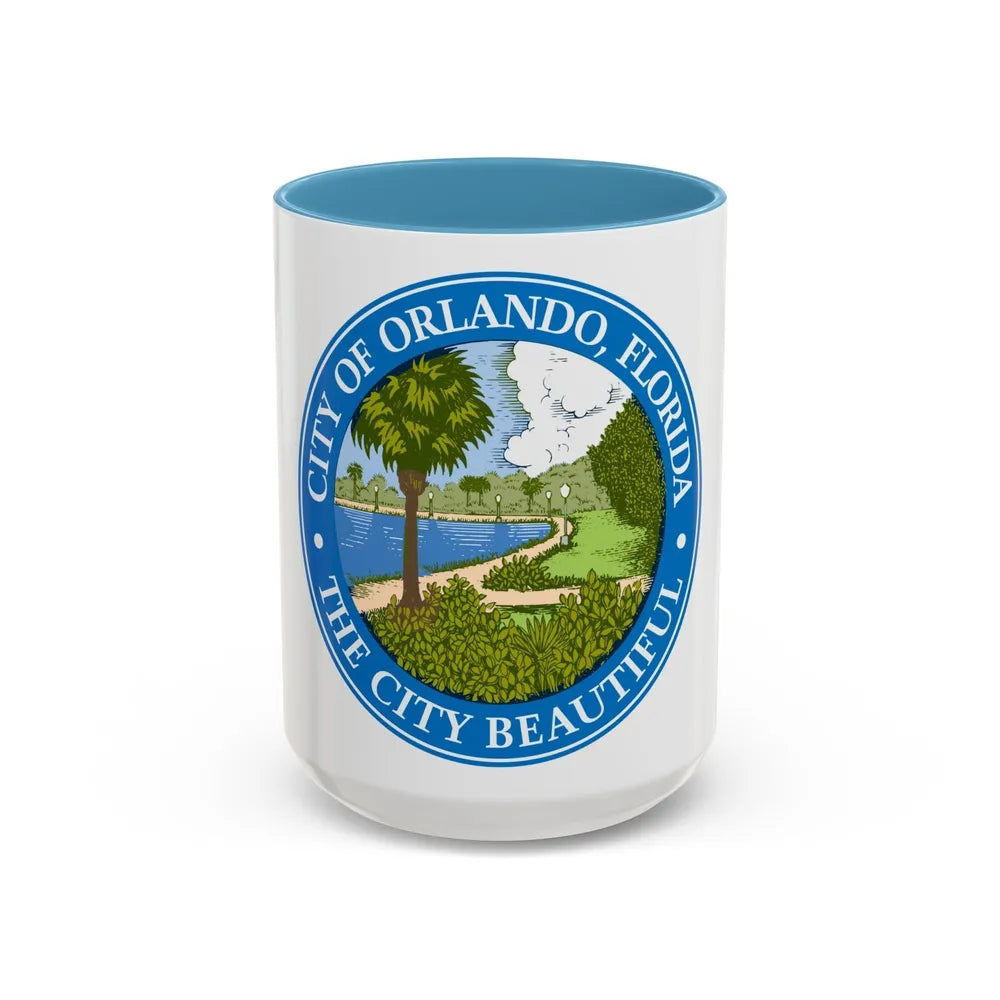 Seal of Orlando Florida - Accent Coffee Mug-15oz-Light Blue-Go Mug Yourself