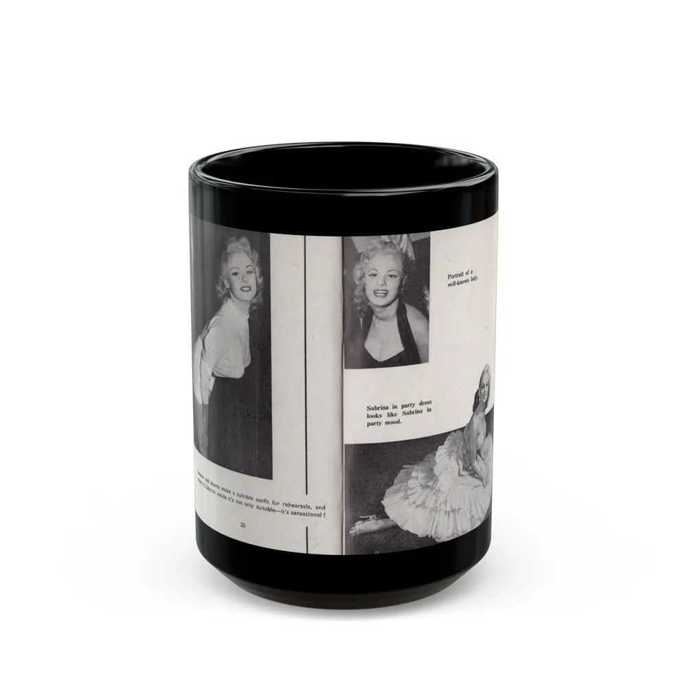 Norma Sykes #145 - 66 PHOTOGRAPHS OF Sabrina U.K. Pocket Mag. Pages 20 & 21 (Vintage Female Icon) Black Coffee Mug-15oz-Go Mug Yourself