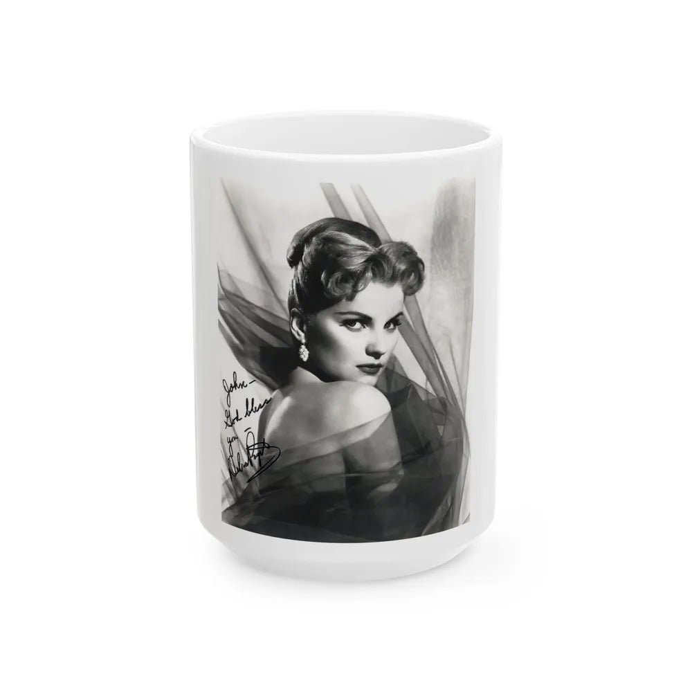 Debra Paget #04 - 8x10 B&W Glamour Portrait Upper Body Bare Shoulders Photo signed (Vintage Female Icon) White Coffee Mug-15oz-Go Mug Yourself