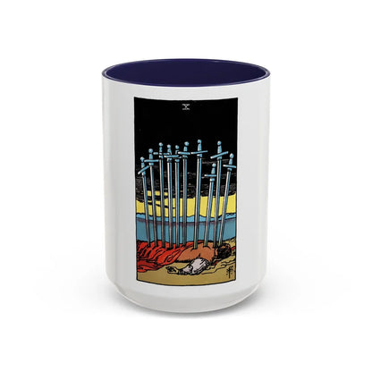 The 10 of Swords (Tarot Card) Accent Coffee Mug-15oz-Navy-Go Mug Yourself