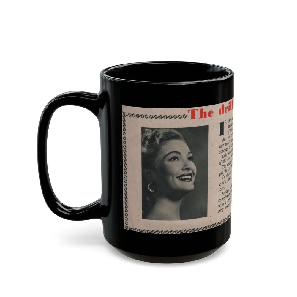 Lori Nelson #228 - Vintage B&W 3x7.25 50's Era Magazine Dry Skin Advertisement featuring, Lori B&W Glamour Photo (Vintage Female Icon) Black Coffee Mug-Go Mug Yourself