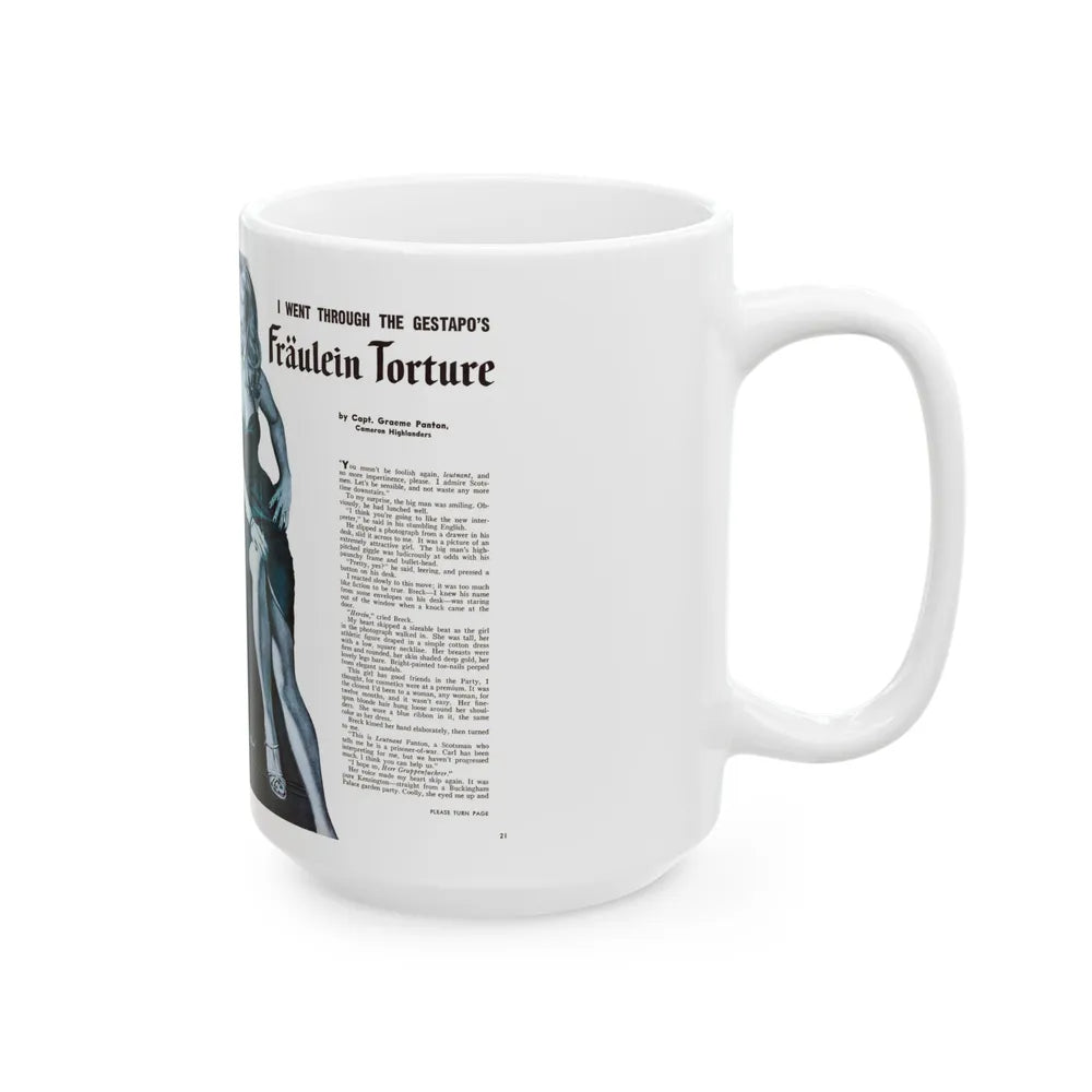 Fraulein Torture, For Men Only, February 1959 - White Coffee Mug-Go Mug Yourself