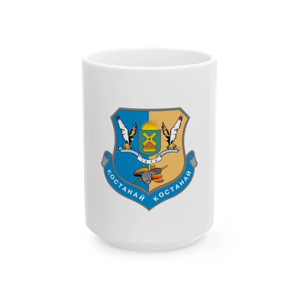 Flag of Kostanay Kazakhstan - White Coffee Mug-15oz-Go Mug Yourself