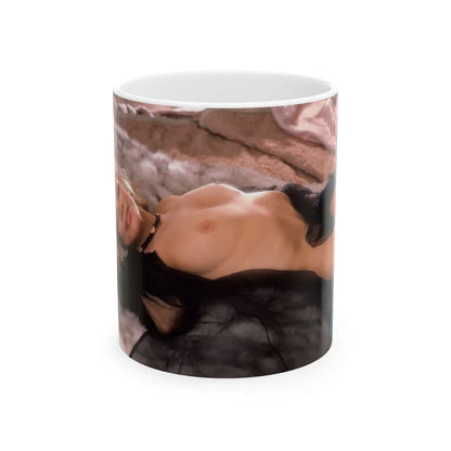 Terry Moore #409 - Unreleased Aug. '84 Playboy Photo from shoot topless black see through in lingerie (Vintage Female Icon) White Coffee Mug-11oz-Go Mug Yourself