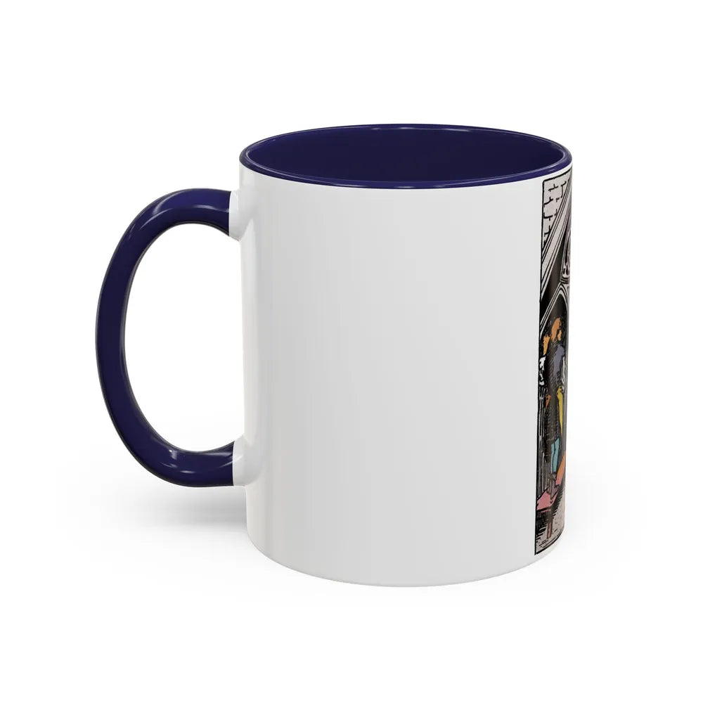 The 3 of Pentacles (Tarot Card) Accent Coffee Mug-Go Mug Yourself