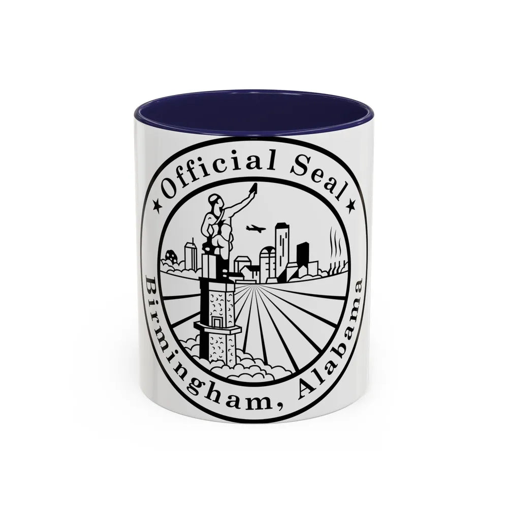 Seal of Birmingham Alabama - Accent Coffee Mug-11oz-Navy-Go Mug Yourself