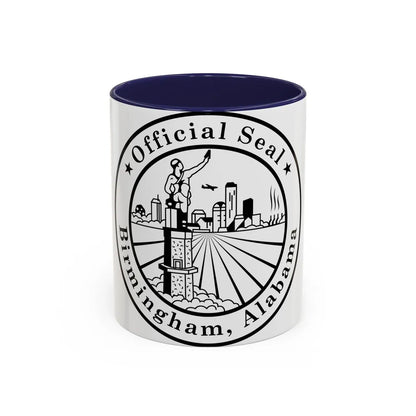 Seal of Birmingham Alabama - Accent Coffee Mug-11oz-Navy-Go Mug Yourself