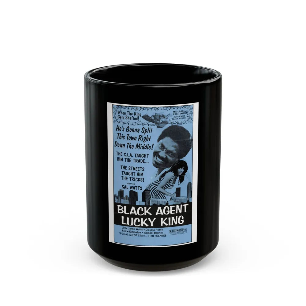 BLACK AGENT LUCKY KING (SOLOMON KING) 1974 Movie Poster - Black Coffee Mug-15oz-Go Mug Yourself