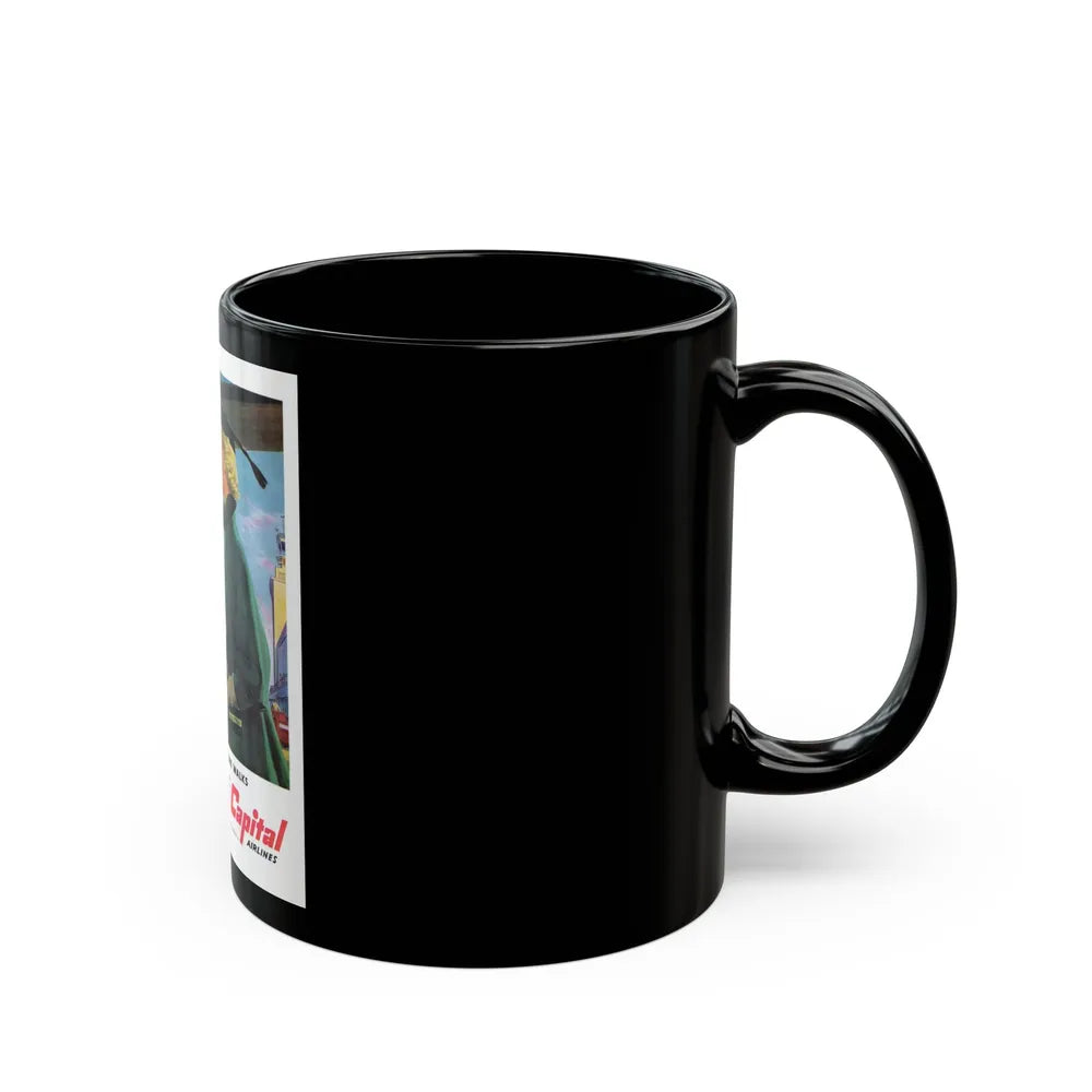 Capital Airlines - She'll Fly Before She Walks - Black Coffee Mug-Go Mug Yourself