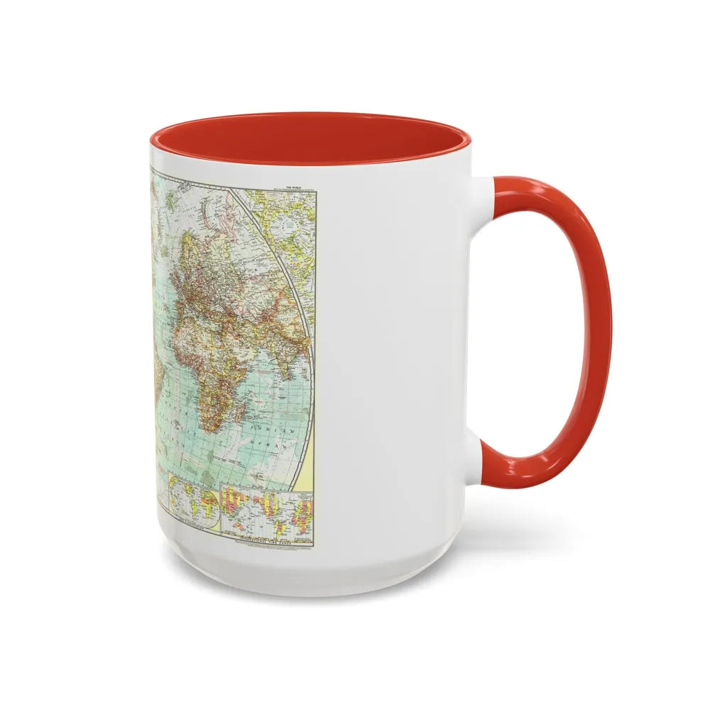 World Map (1957) (Map) Accent Coffee Mug-Go Mug Yourself