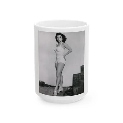 Debra Paget #264 - 8x10 Full Body 1-Piece White Swimsuit Cheesecake Photo Re-Strike from Mid 50's (Vintage Female Icon) White Coffee Mug-15oz-Go Mug Yourself