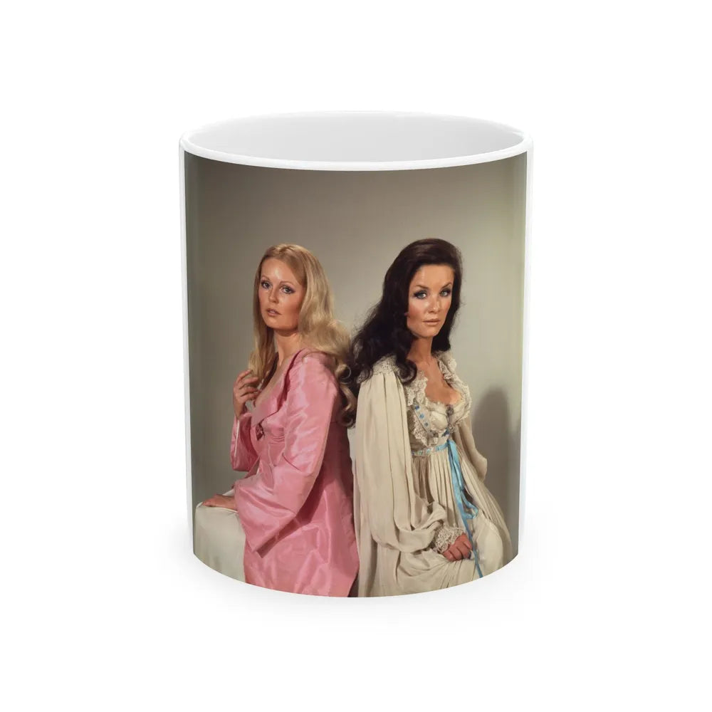 Veronica Carlson #101 with, Hammer Actress Kate O'Mara (Vintage Female Icon) White Coffee Mug-11oz-Go Mug Yourself