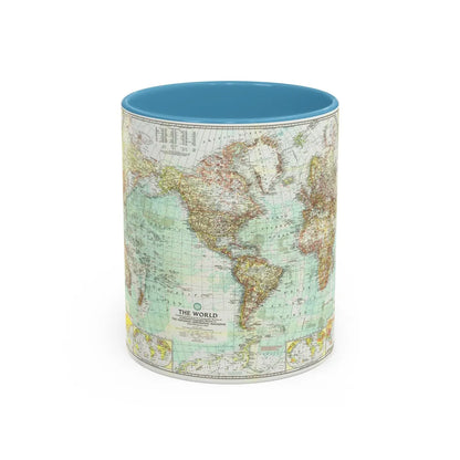 World Map (1957) (Map) Accent Coffee Mug-11oz-Light Blue-Go Mug Yourself