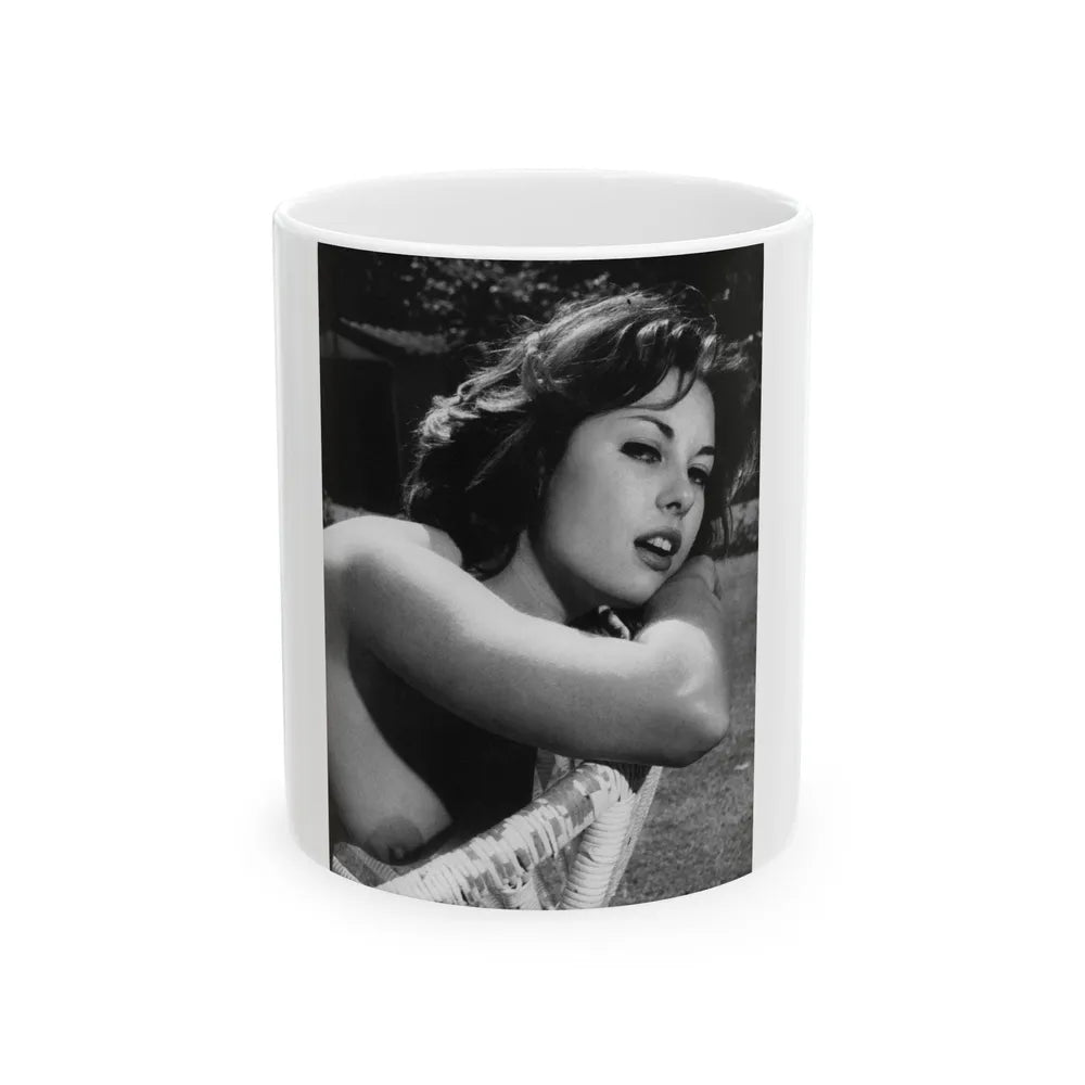 June Palmer #153 - Topless (Vintage Female Icon) White Coffee Mug-11oz-Go Mug Yourself