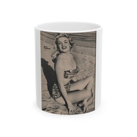 Jayne Mansfield #168 - 1 Page, 1 Full page B&W Photo from Fabulous Females Mag. Issue #01 '55 (Vintage Female Icon) White Coffee Mug-11oz-Go Mug Yourself