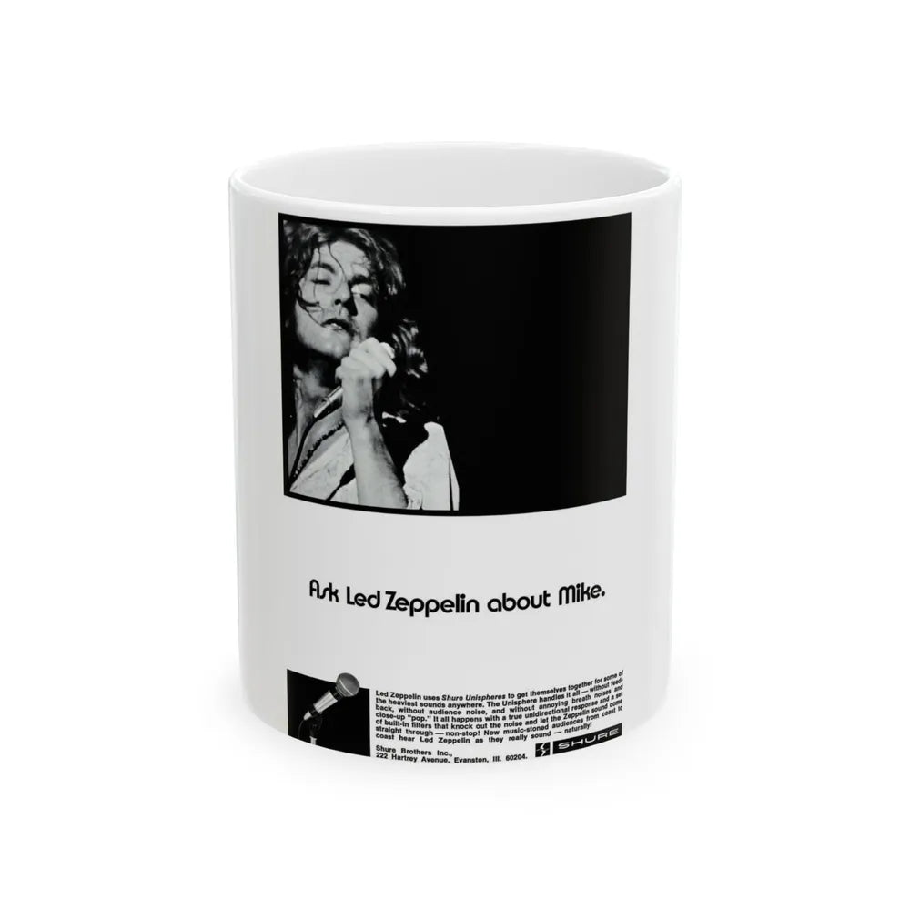 Shure Microphones - Led Zeppelin 1972 (Music Poster) White Coffee Mug-11oz-Go Mug Yourself