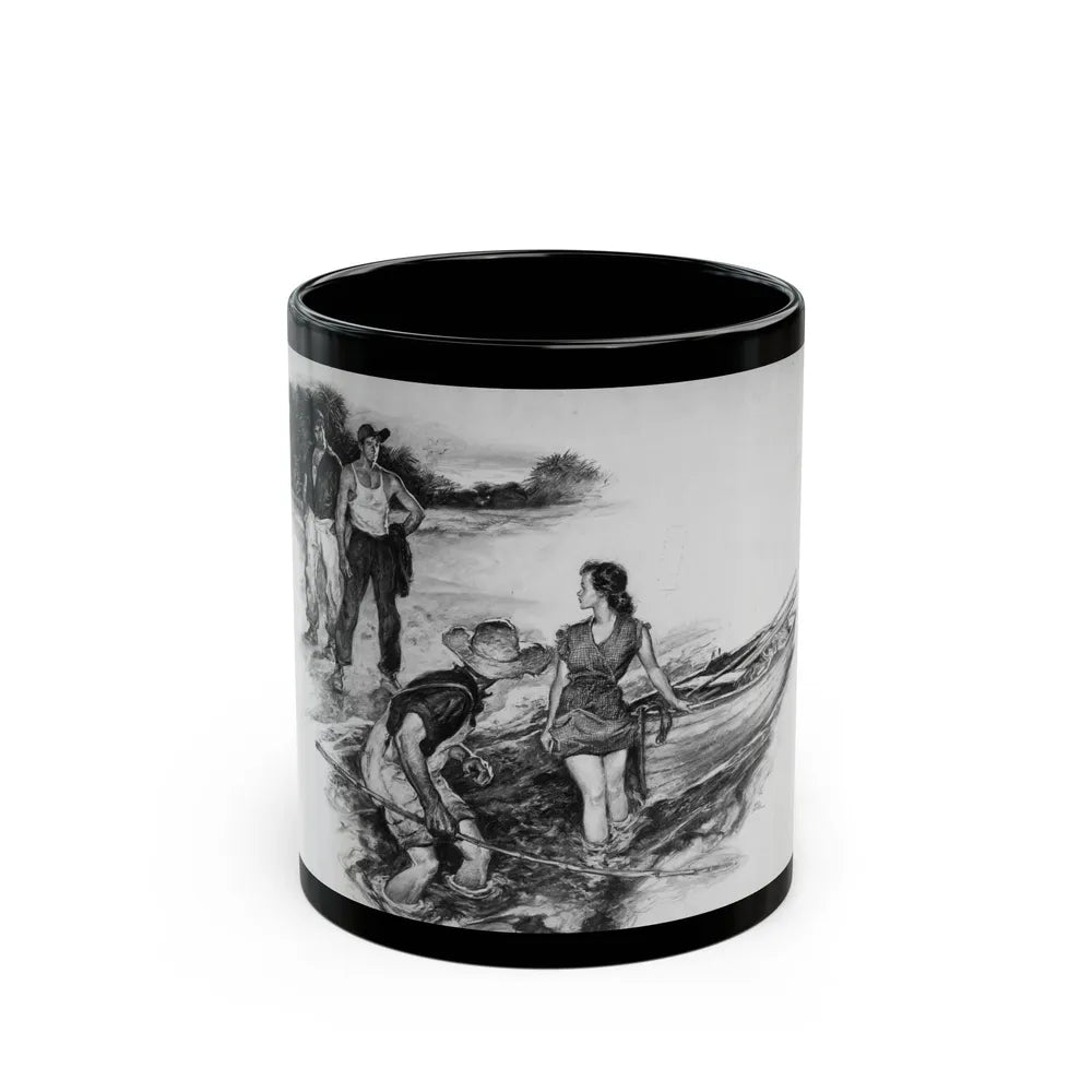 Fishing Interrupted - Black Coffee Mug-11oz-Go Mug Yourself