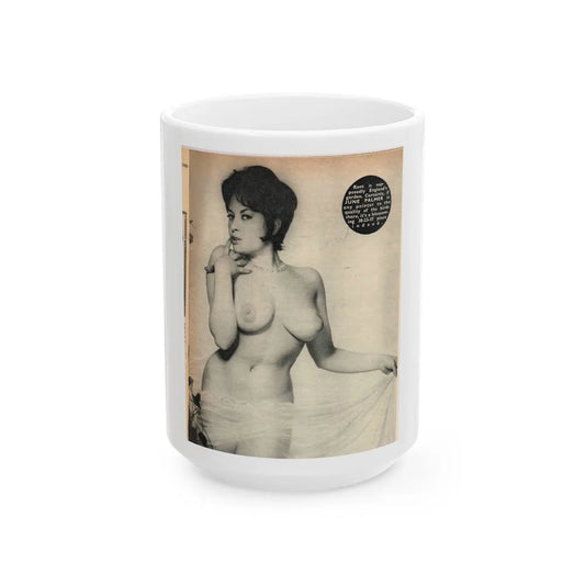 June Palmer #282 - Topless (Vintage Female Icon) White Coffee Mug-15oz-Go Mug Yourself